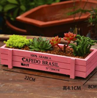 Pink Blue Green Garden Plant Pot Decorative Vintage Succulent Wooden Boxes Crates Rectangle Table Flower Pot Gardening Device