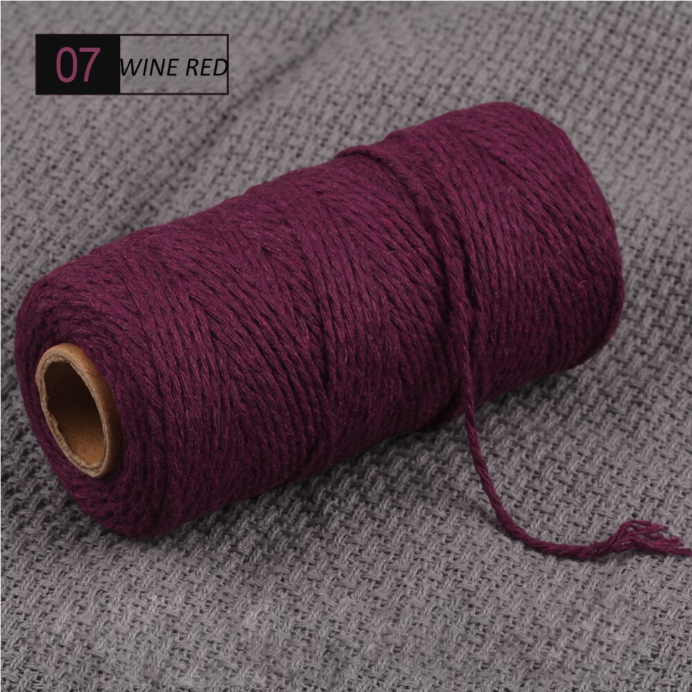 2mm 100M Colorful Thread Cord 100% Cotton Twisted Craft Macrame String DIY Home Textile Wedding Decoration Accessories: 7
