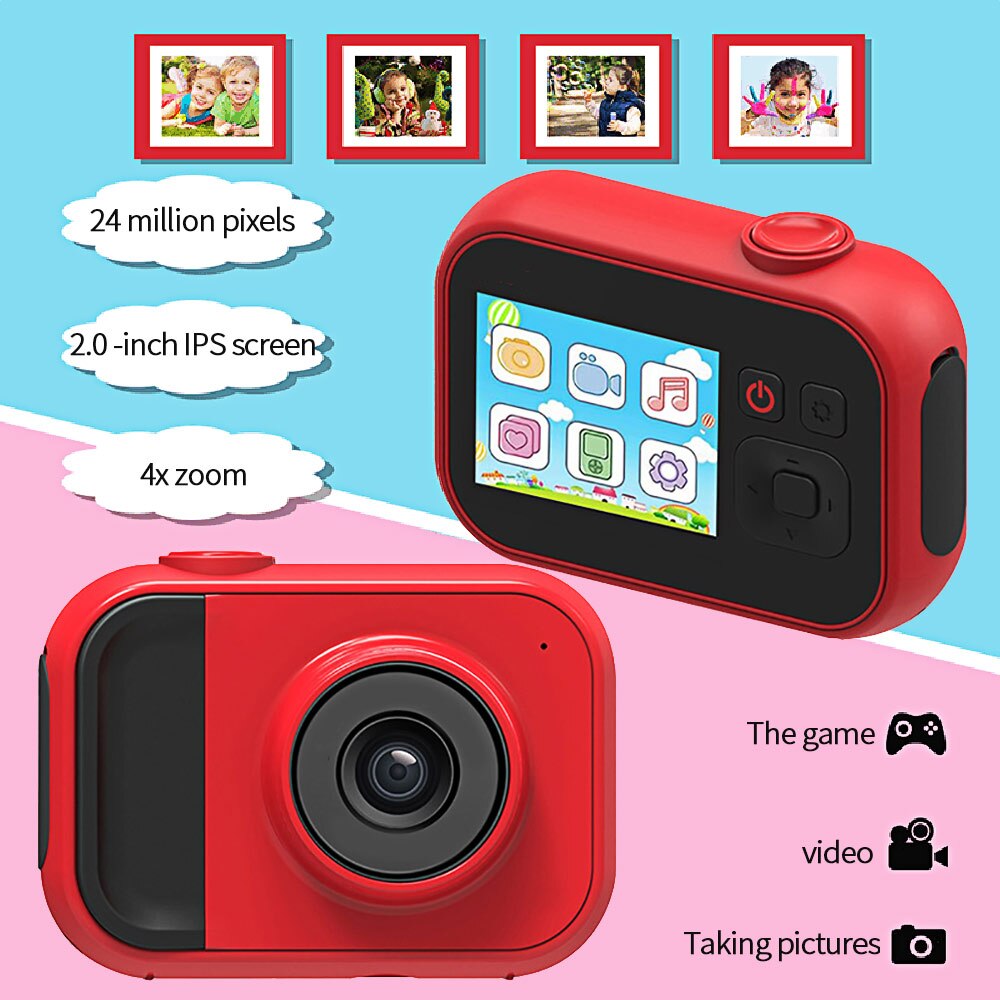 Cámara Digital portátil Full HD P para niños, cámara de fotografía y vídeo con pantalla de Zoom 4x, para juegos de estudio, Chico, 1080