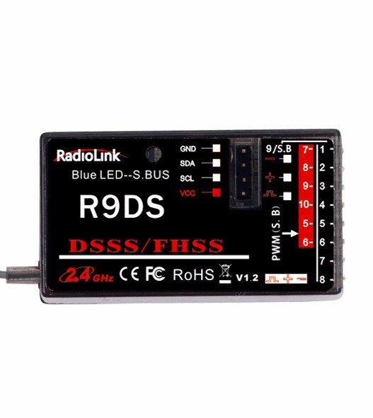 Originele RadioLink R9DS 2.4G 9CH DSSS Ontvanger Voor Radioverbinding AT9 AT10 Zender RC Helicopter Multirotor Ondersteuning S-BUS