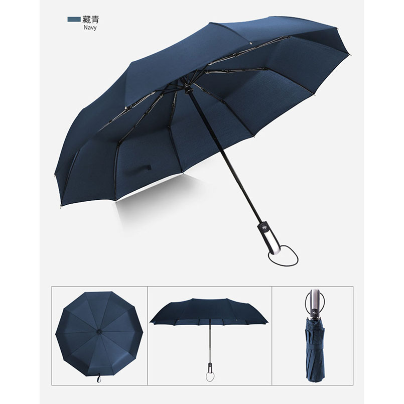 Wind Resistant Folding Automatic Umbrella Rain Women Auto Luxury Big Windproof Umbrellas Rain For Men Black Coating 10K Parasol: Umbrella 1 Navy