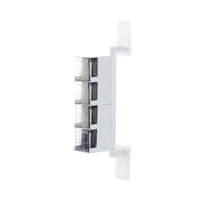 Multi-Tier 360 Graden Draaibare Muurbevestiging Kruidenrek Kruiden Opbergdoos Potten Organizer Kruiderij Containers Keuken Gereedschap: 4 Tiers White