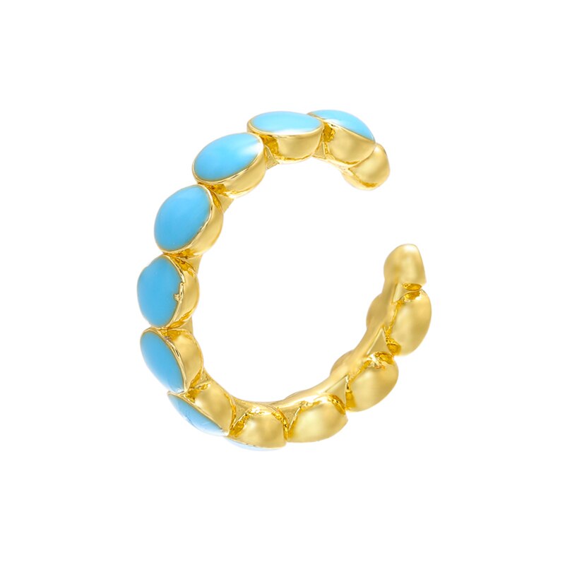 ZHUKOU-pendientes esmaltados para mujer, Clips para las orejas, color dorado, sin perforar, modelo de joyería: VE310,: blue-1piece