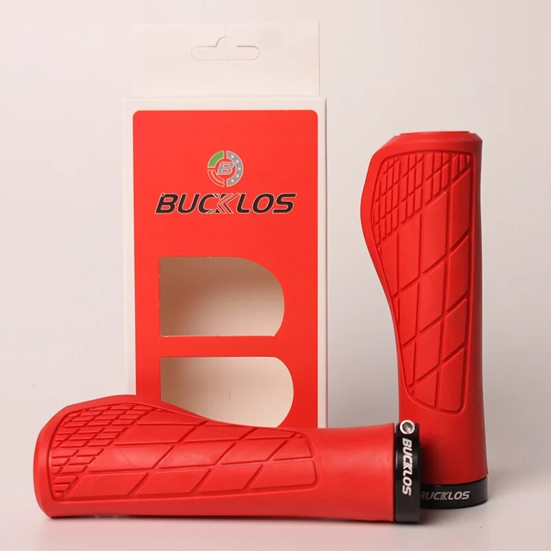 BUCKLOS Bicycle Handlebar Grip Ruber Bike Handle Bar Grips Shock Absorbing Lockable MTB Cuffs Cycling Accessories: Red
