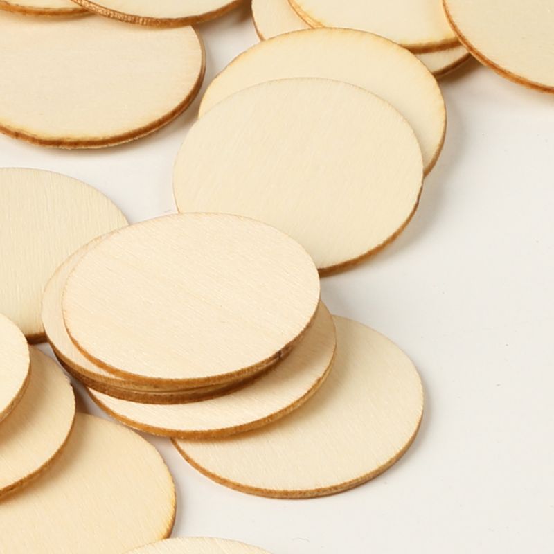 50Pcs Blank Natuurlijke Stukken Hout Slice Ronde Unfinished Houten Discs Ornamenten Diy Ambachten Centerpieces