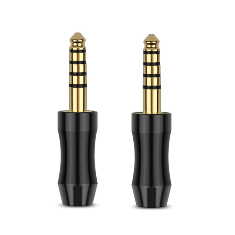 2 uds auricular de 4,4mm Plug para mejor de sonido experiencia 5 Pole Stereo auriculares con clavija de Audio adaptadores: black / silver