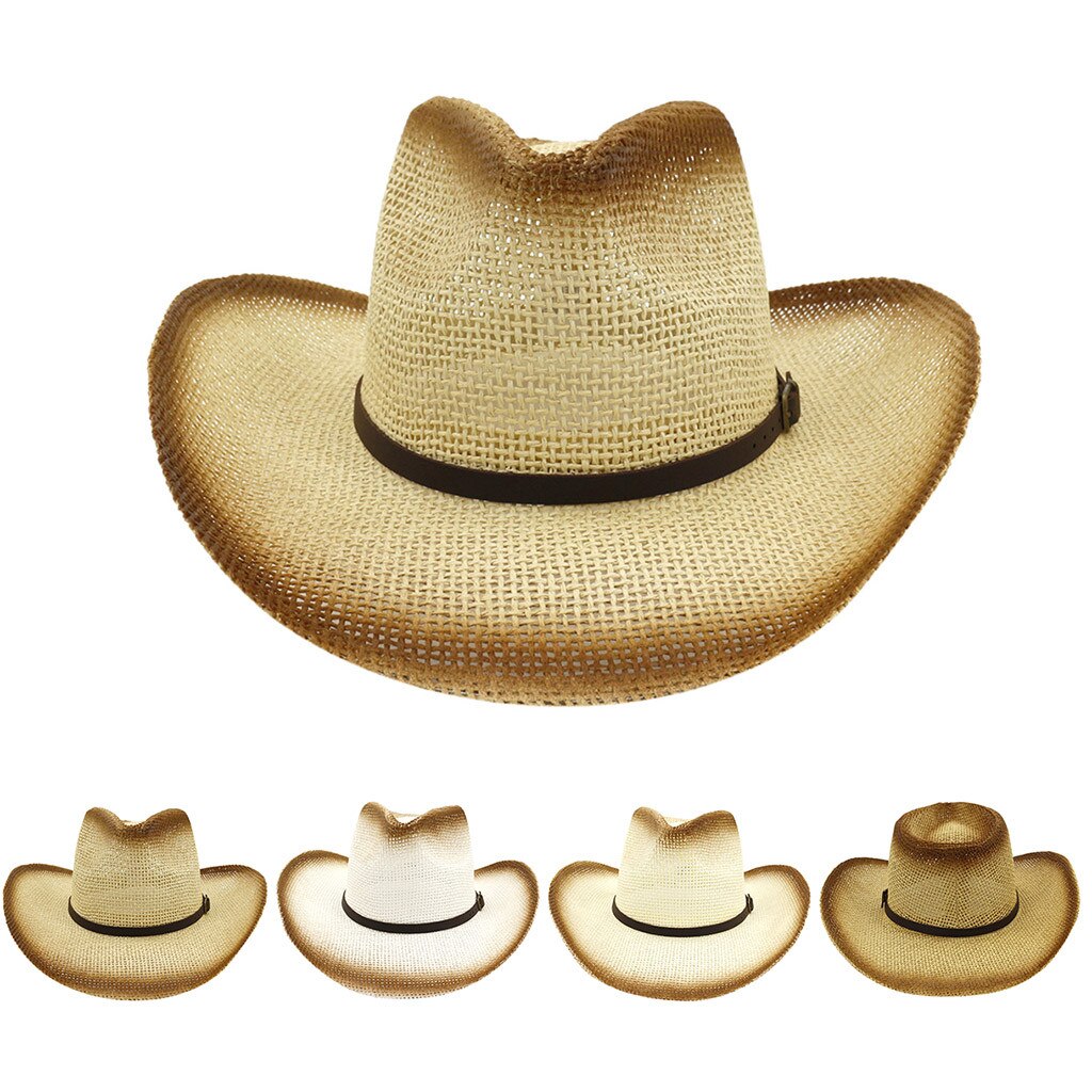 Halm cowboy panama jazz monterade hattar retro sommar vintage herr dam maskerad solhatt ledig nyans anti uv keps #bl5