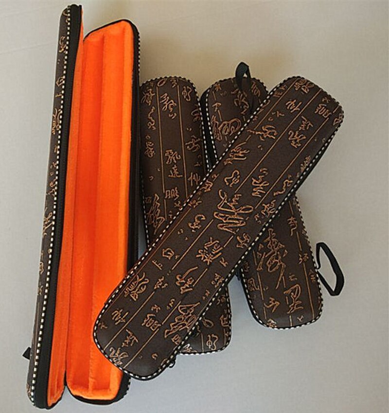 Ancien personnage chinois boîtier de flûte traversière 2 sections bambou flauta sac anti-lutte boîte dure bois instrument Dizi accessoires