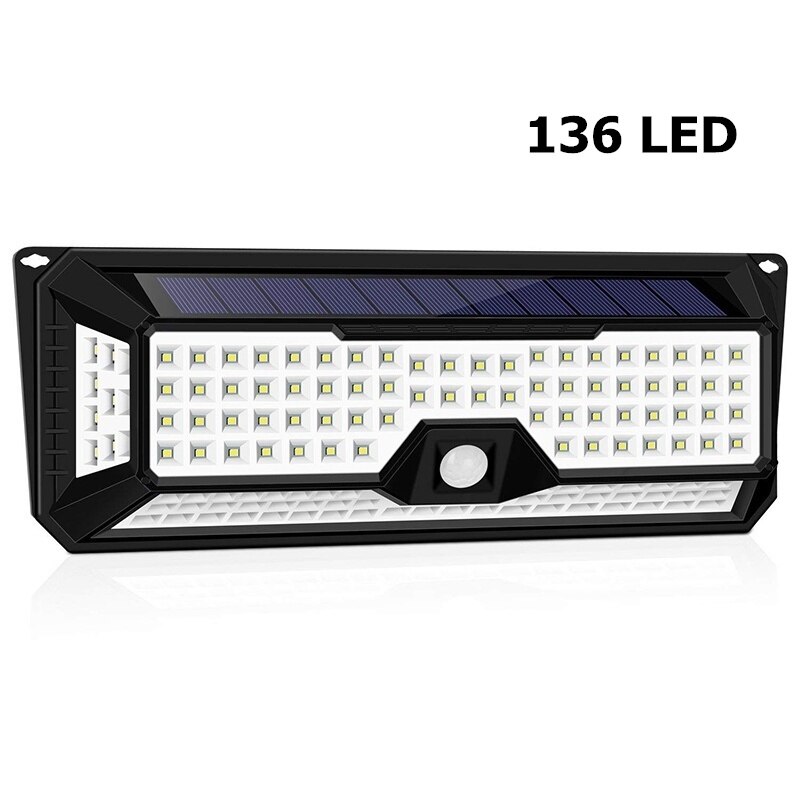 Solar Outdoor Wall Lights Motion Sensor Detector Security Night Lights IP65 Waterproof Wall Lamps for Garden Deck Yard Driveway: 136LED