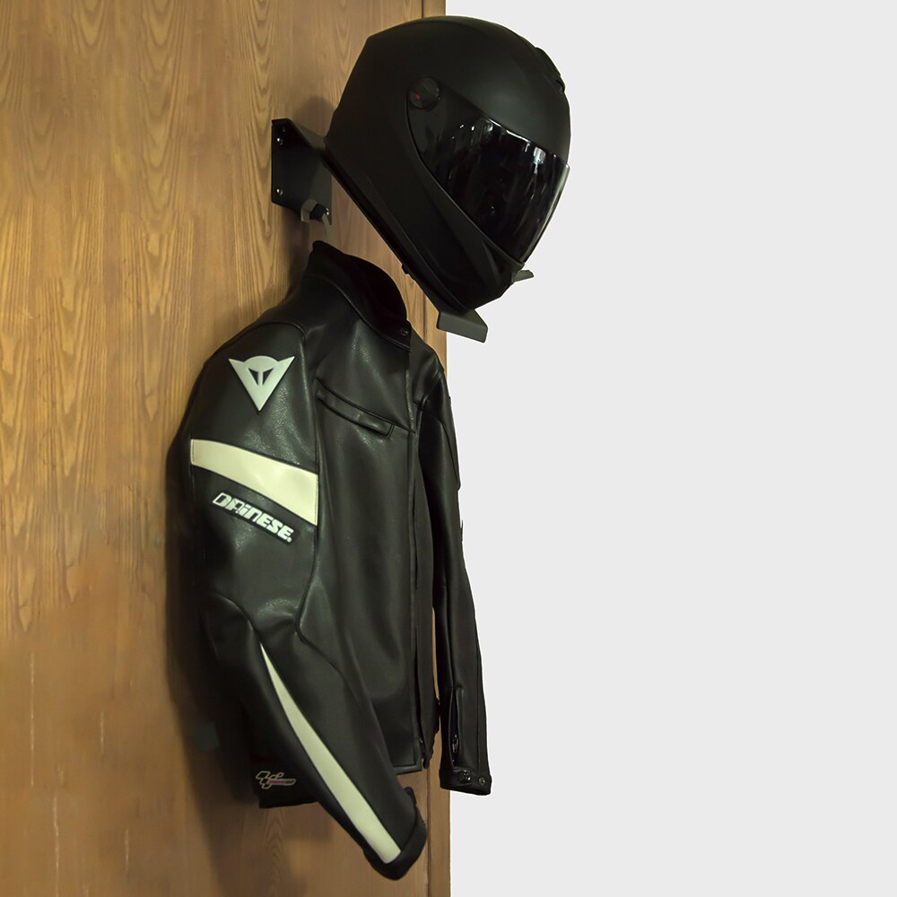 Motorcykel hjelmholder krogstativ opbevaring vægmonteret skærmbøjle sort hjelm vægbeslag
