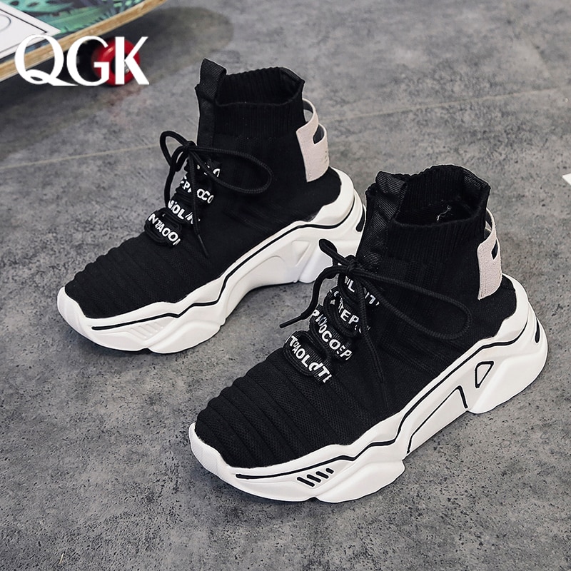 QGK Casual Shoes Women High Top Breathable Sneakers Autumn Summer Mesh Shoes Walking Lightweight Movement Sneakers