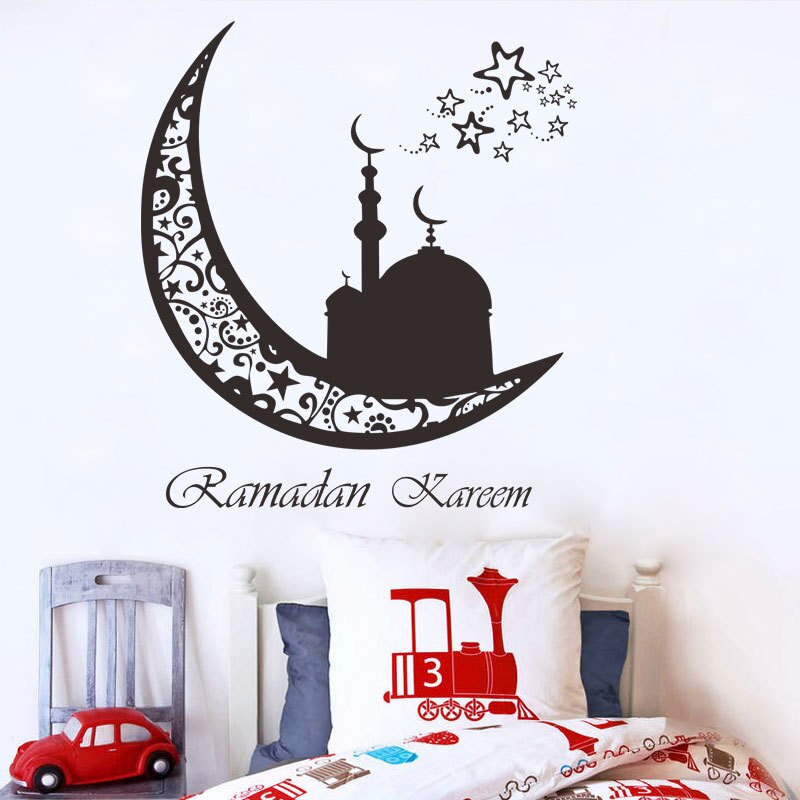 Wall Sticker DIY Karim Ramadan Auspicious Islamic Wall Stickers Bedroom Living Room Decoration Muslim stickers muraux