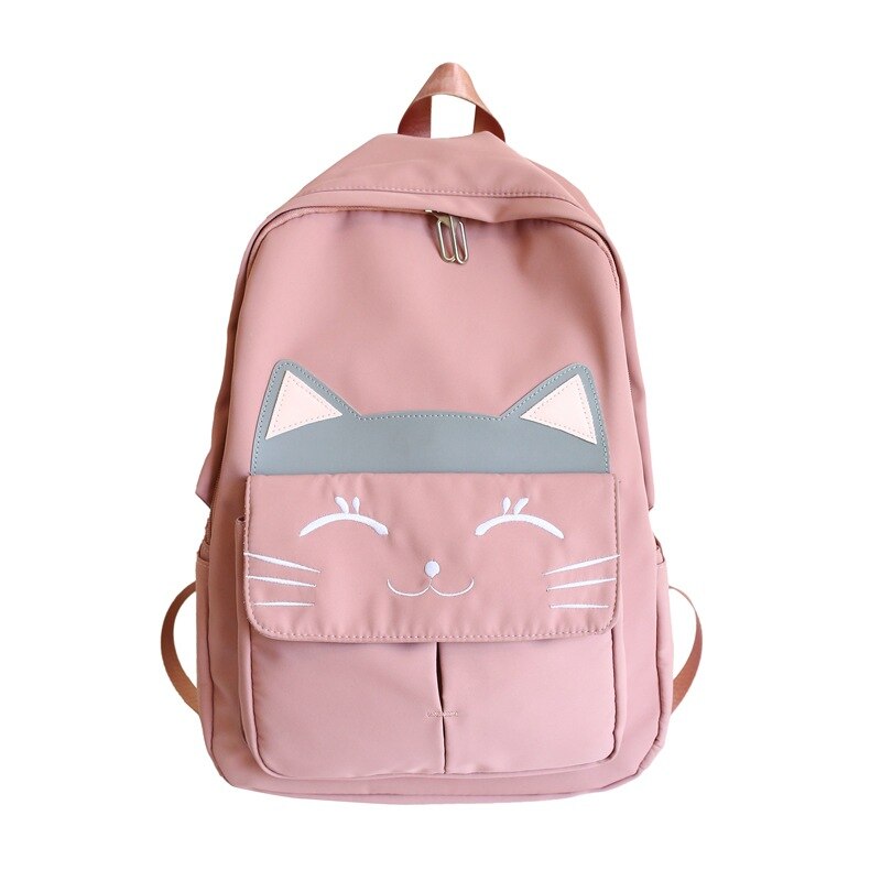 Nette Katze Schule Taschen Schul Teenager Mädchen freundlicher Reflektierende Rucksäcke Collage Studenten Buch Reise Rucksack XA820H: Rosa