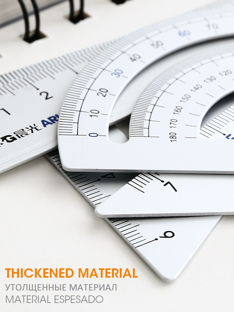 M&G Aluminium Metal Geometry Ruler Set Maths pencil stationery triangular Rulers Protractor Students for School Office Supplies