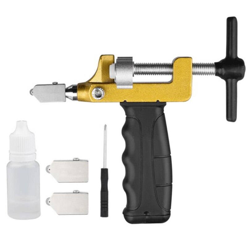 Hand Tool Glass Cutter 2 In 1 Mirror Cutter Construction Tool Kit Aluminum Alloy: BK