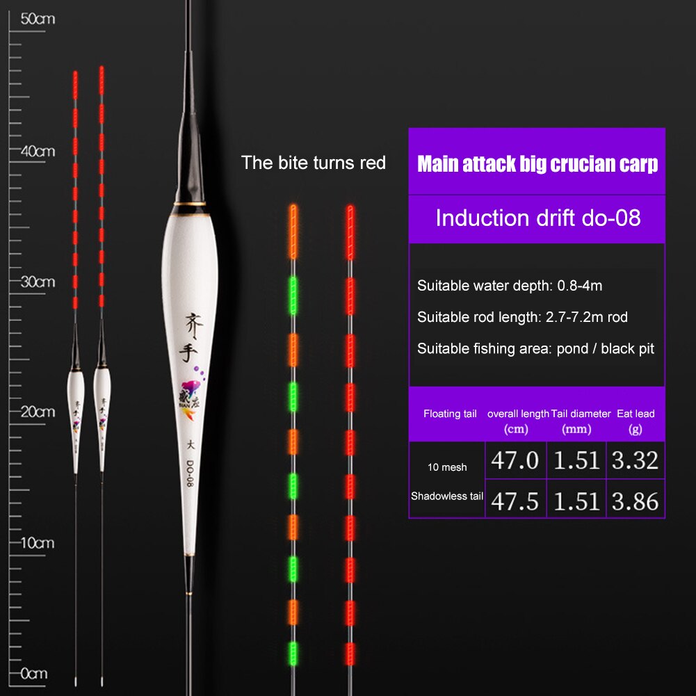 Luminous High Sensitivity Electric Fishing Floats Color Changing Gravity Induction Stick Buoy Bobber Sea Night Fishing Accessor: D0 08 
