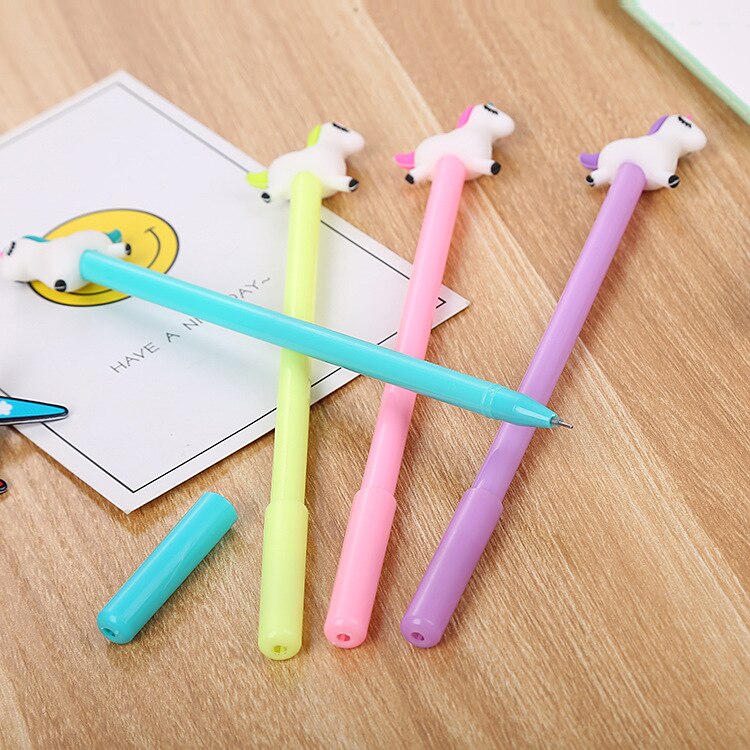 1 pièces Cartoon Run licorne surligneur simple tête écriture surligneur stylo japonais papeterie mignon bureau fournitures scolaires