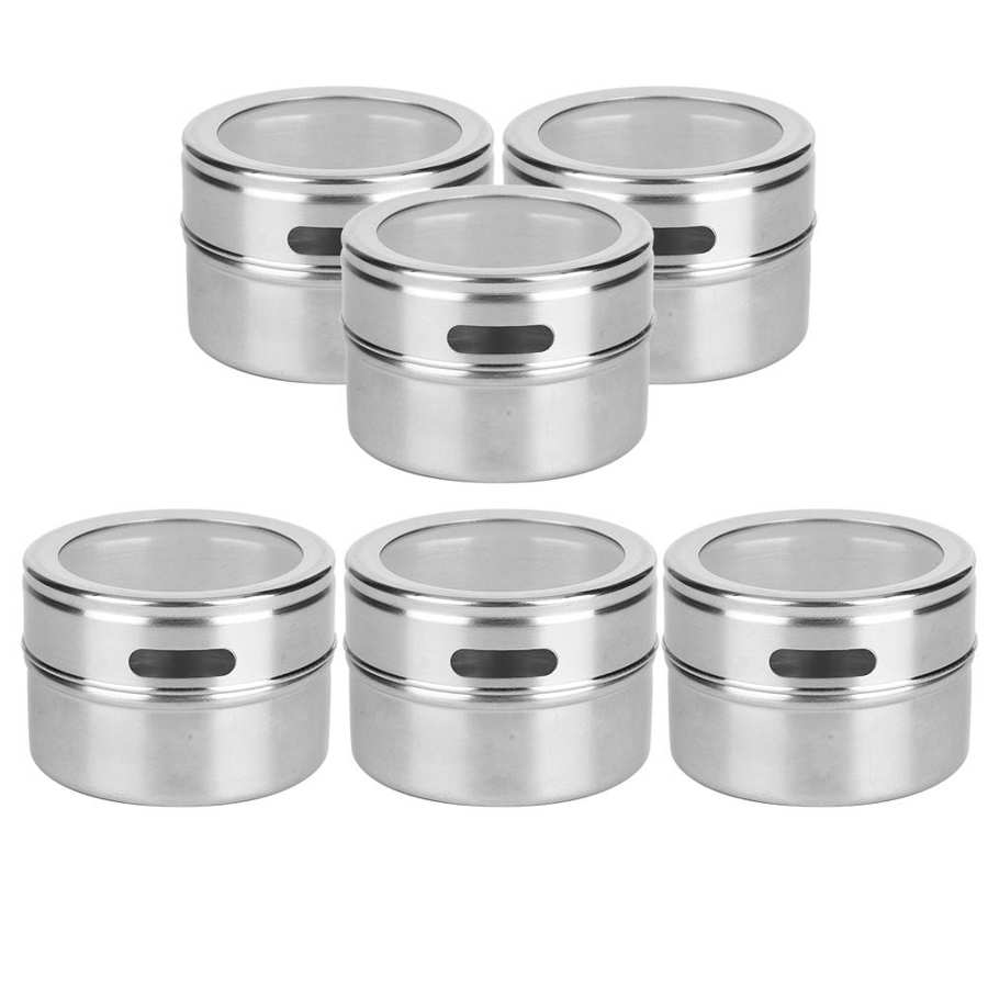 Electric Multi Cooker 6Pcs/Set Stainless Steel Seasoning Box Spice Tank Jars Pepper Condiment Storage Containers Kitchen