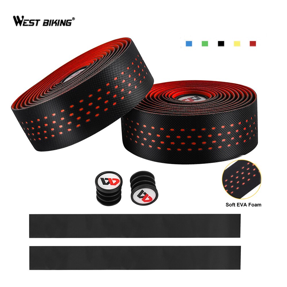 West cycling 2 stuks fietsstuurlint antislip lichtgewicht kleverig pu eva racefiets ademend fietsstuur grips fietsstuurlint