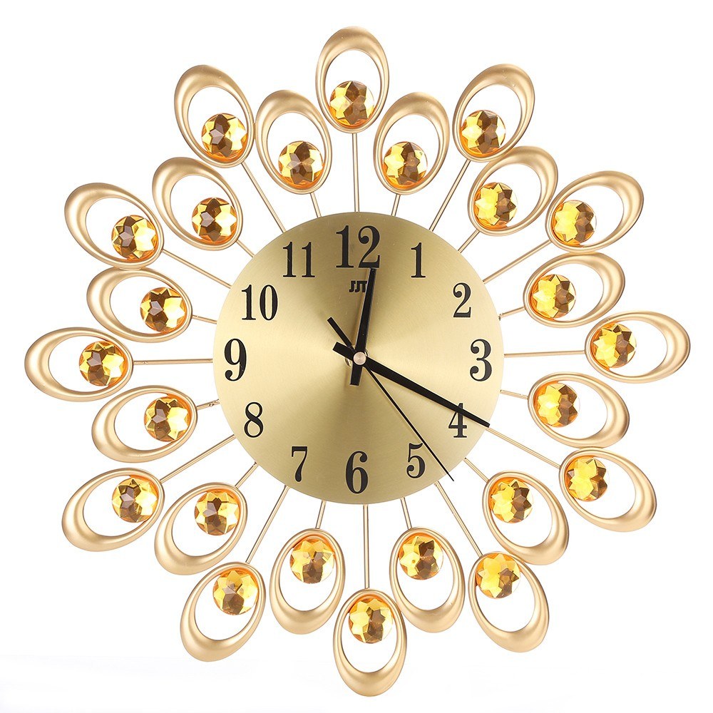 3D Iron Art Clockwall Klok Non-Tikkende Moderne Wandklok Voor Woonkamer Slaapkamer 3D Stille Europese Stijl Klok: gold