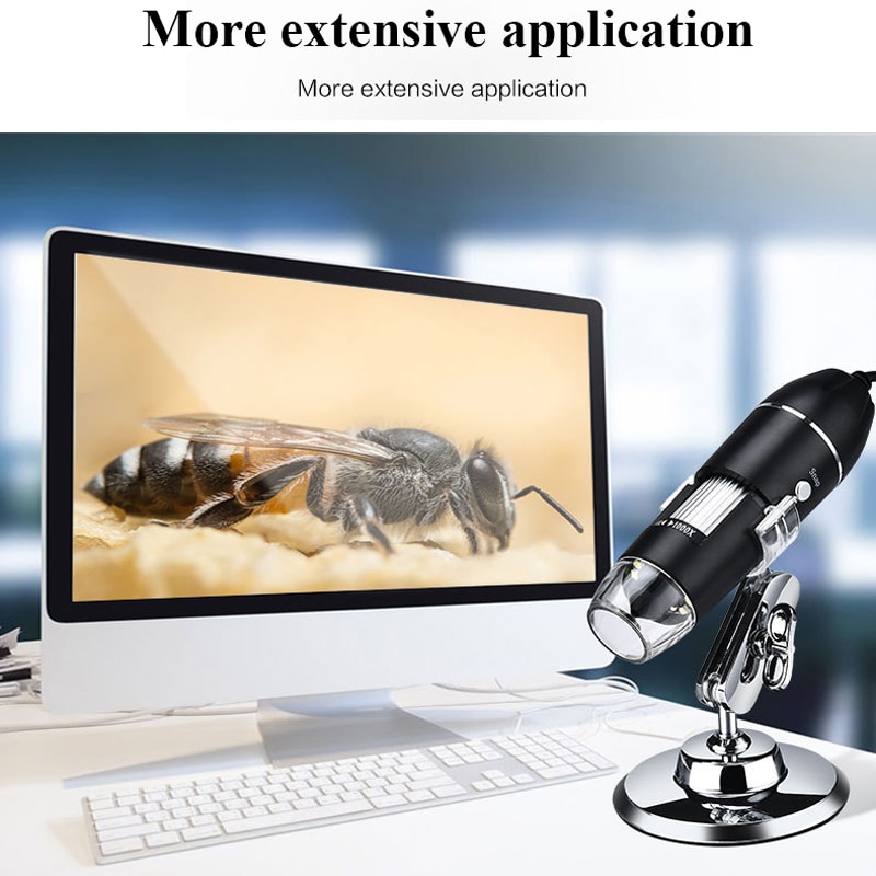 Professionele Usb Hd Digitale Microscoop 1600X 1000X 500X 8 Led Elektronische Microscoop Endoscoop Zoom Camera Vergrootglas + Houder