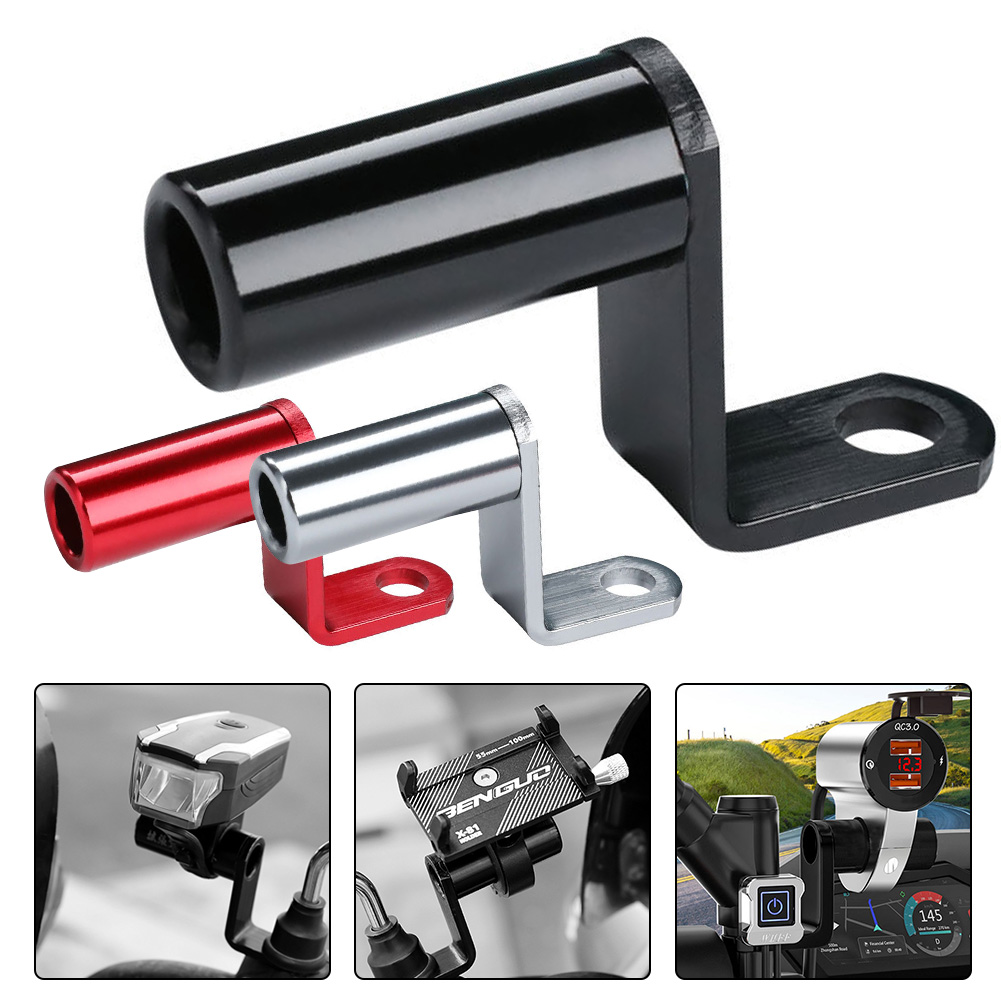 Aluminum Alloy Motorcycle Retrovisor Mirror Mount, adaptador do guidão, suporte do telefone móvel, suporte de expansão