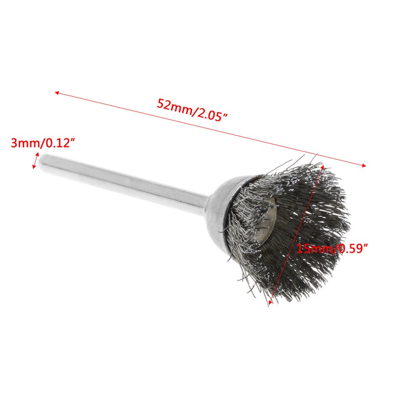 3Pcs Steel Wire Wheel Brush Head Abrasive Deburring Drilling Tools Bowl-shape 62KC