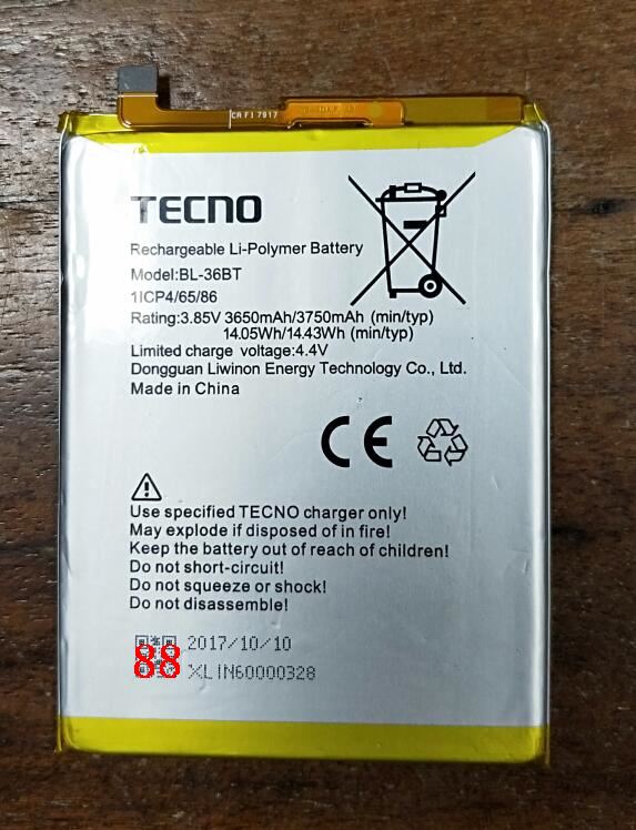 3750mAh BL-36BT batterij voor TECNO BL-36BT mobiele telefoon batterij