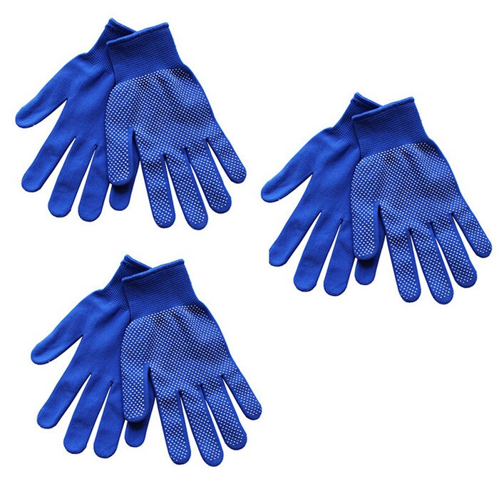 Gants de protection antidérapants revêtus en Latex, palmiers tricotés avec chaîne, gant de travail pour l'auto-sécurité, résistant à l'usure, adapté à l'escalade de roche: Blue 3 Pairs