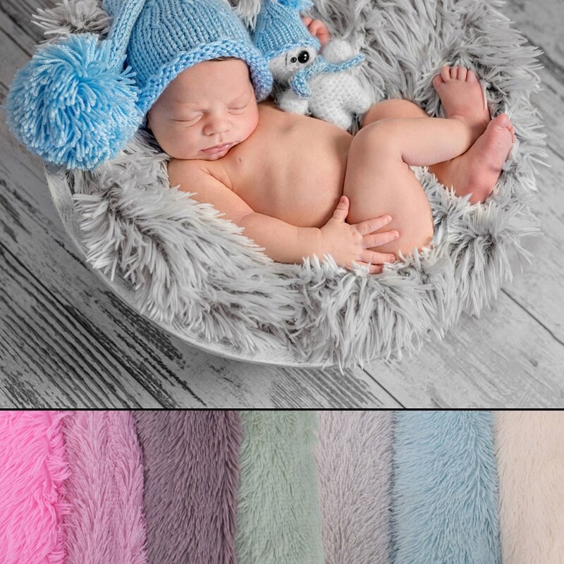 Pasgeboren Baby Faux Fur Foto Prop Deken Baby Slapen Inbakeren Dekens