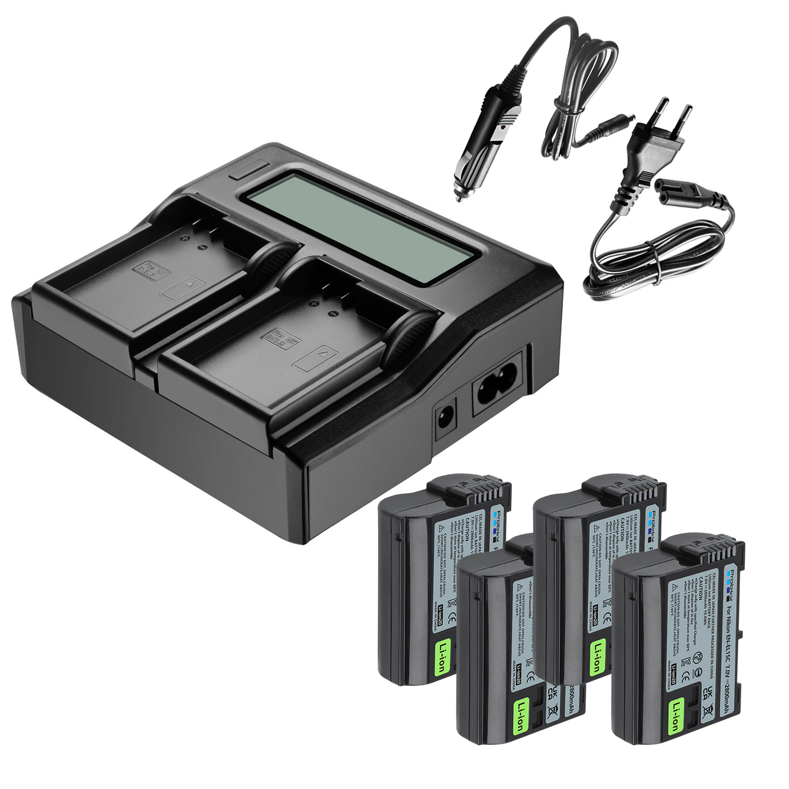 Batería de 2800mAh EN-EL15C EN-EL15B EN-EL15 + cargador LCD rápido para Nikon Z5,Z6,Z6 II,Z7,Z7II,Z8 D600 D610 D600E D800 D810 D800E