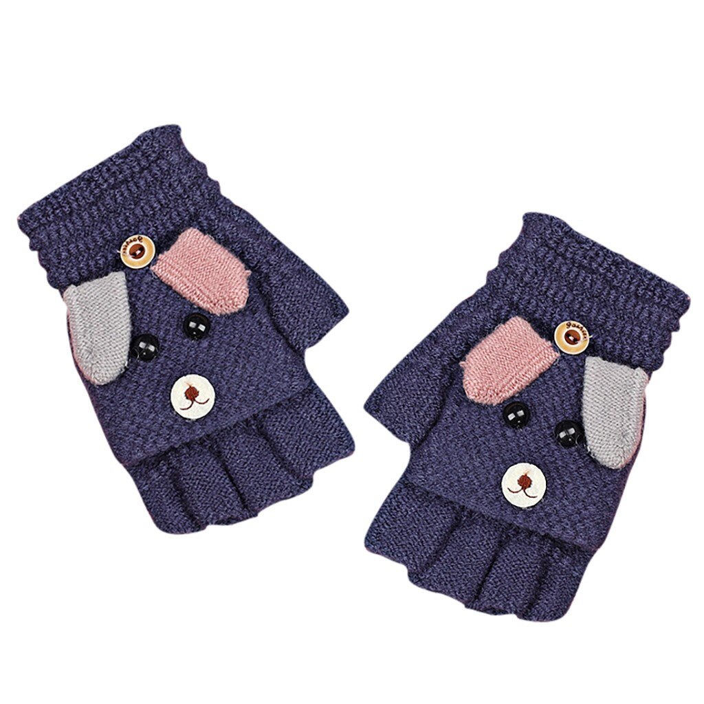 herbst Winter neue freundlicher Nette Fünf-Gefingert Samt Karikatur Warme Gestrickte Handschuhe Handschuhe gestrickte Winter handschuhe # O14: Purpurrot