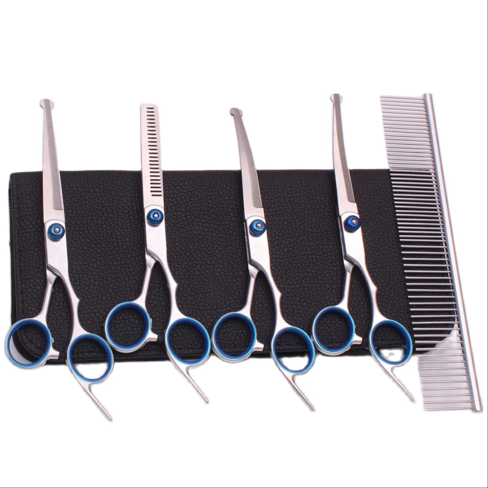 6.0 ''Huisdier Grooming Veiligheid Schaar Haar Knippen Gebogen Dunner Kam Scharen Sets Voor Thuis Honden Katten Salon C3066