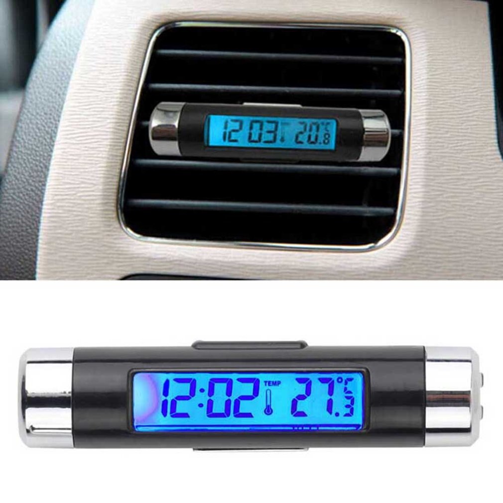 Thermomètre de voiture horloge lumineuse voiture avec sortie d'air horloge électronique horloge deux en un rétro-éclairage Led affichage numérique