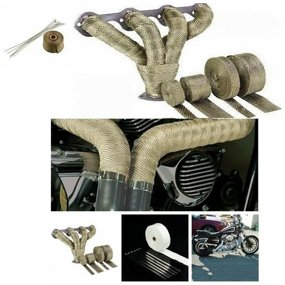 Auto udstødningsrør isolering tape lydpotte dele manifolds udskiftning varmeomslag jomfru glasfiber beskytter kaleche ledninger
