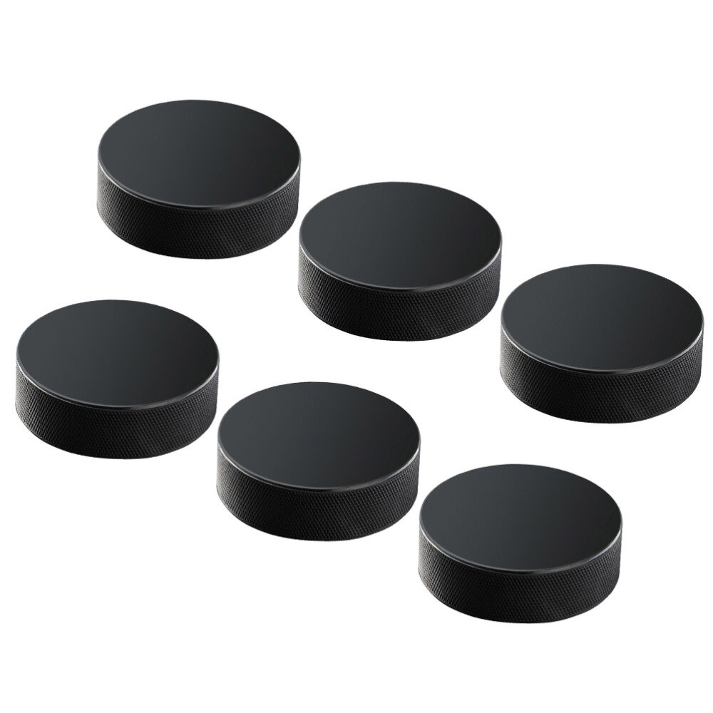 6 pçs profissional de borracha hóquei no gelo pucks padrão bolas de hóquei esportes suprimentos para a prática do jogo de treinamento (preto): Black