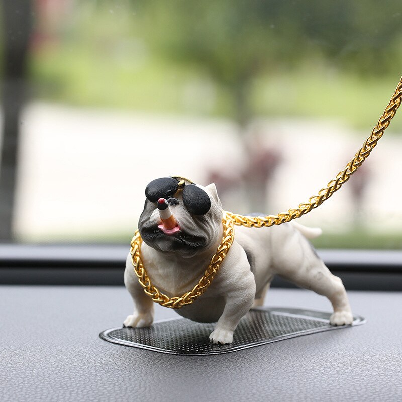 Painel do carro ornamento bully pitbull cão boneca auto acessórios interiores ornamentos bonito presente natal criativo decoração de casa: White
