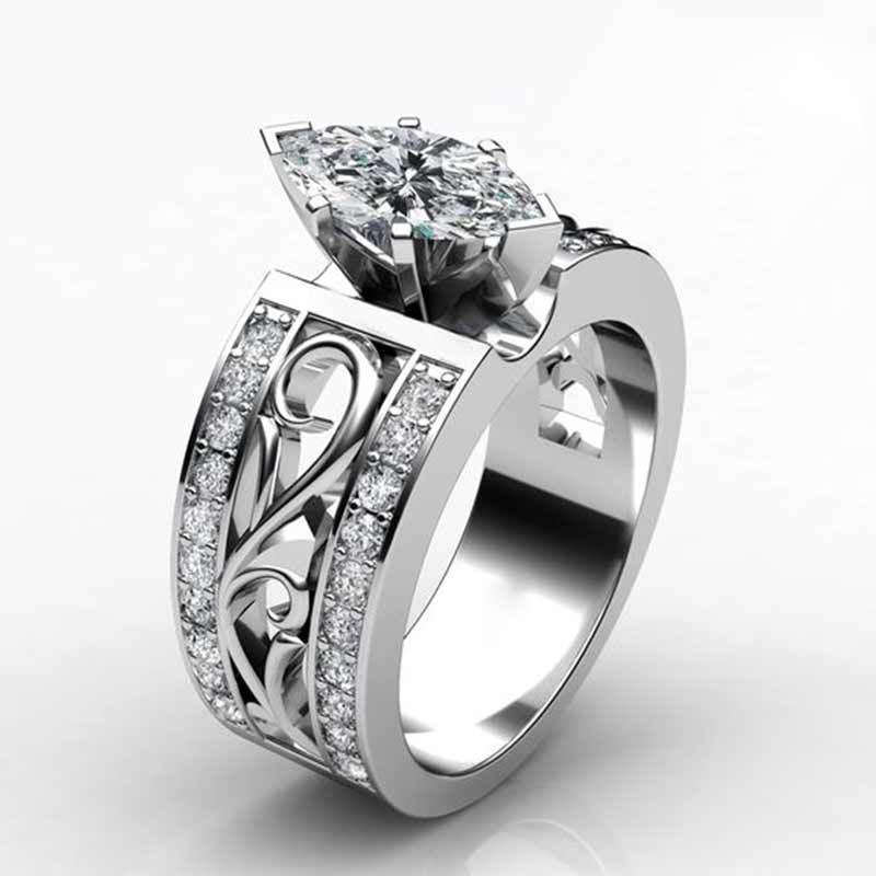 Luxe Cz Ring Bridal Ring Met Enorme Brilliant Cz Prong Vintage Eeuwige Liefde Engagement Trouwringen Voor Vrouwen Vriendin