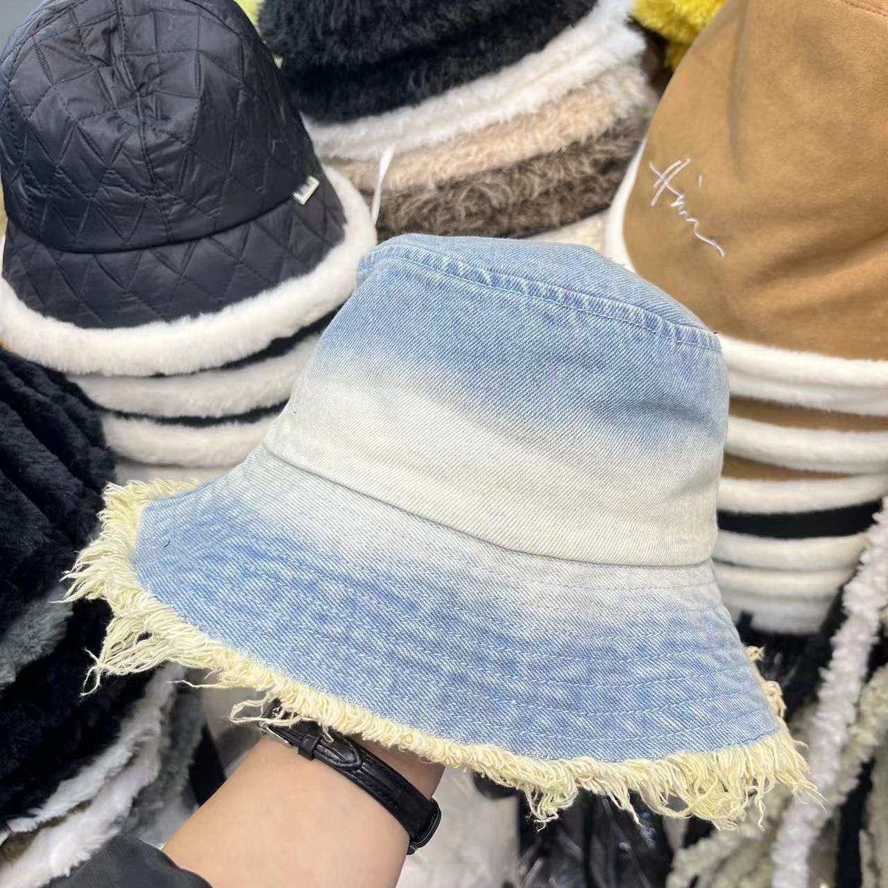 2024 Gewassen Denim Emmer Hoed Vrouwen Vissershoed Emmer Hoed Unisex Bob Caps Hip Hop Gorros Mannen Winddicht Emmer hoed Outdoor: WHITE