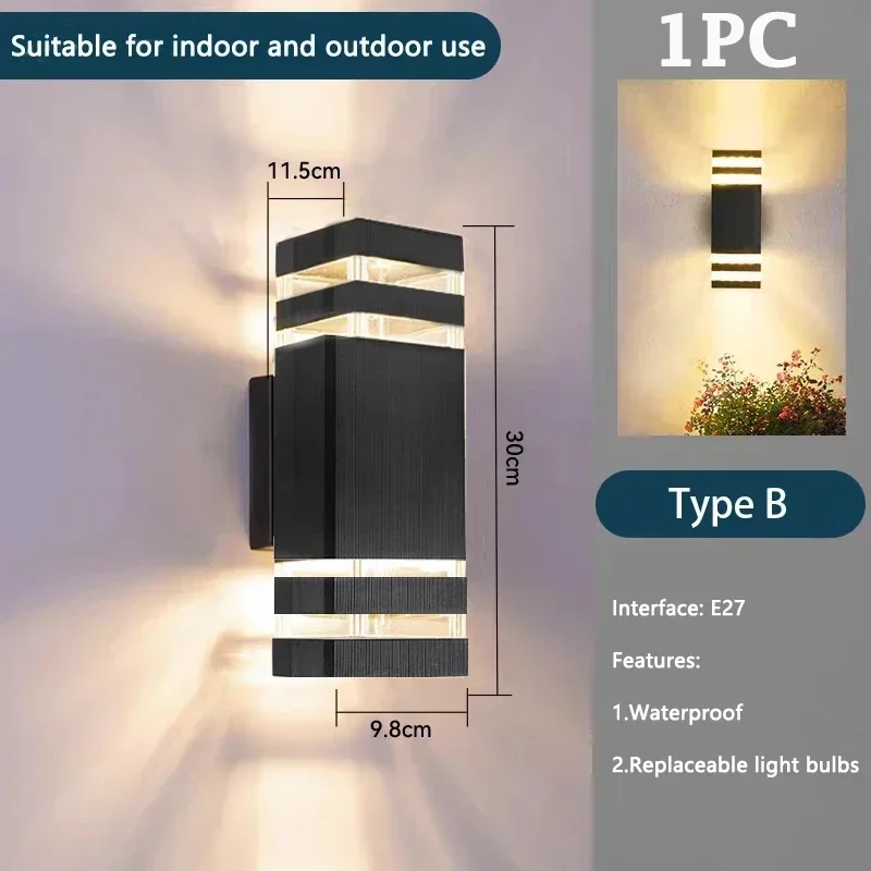 LED Outdoor Wandlamp voor Tuin Yard AC85-265 Buitenlampen IP65 Waterdichte Veranda Lamp Interieur Home Decor Verlichting: Light Grey / Warm White / 6w