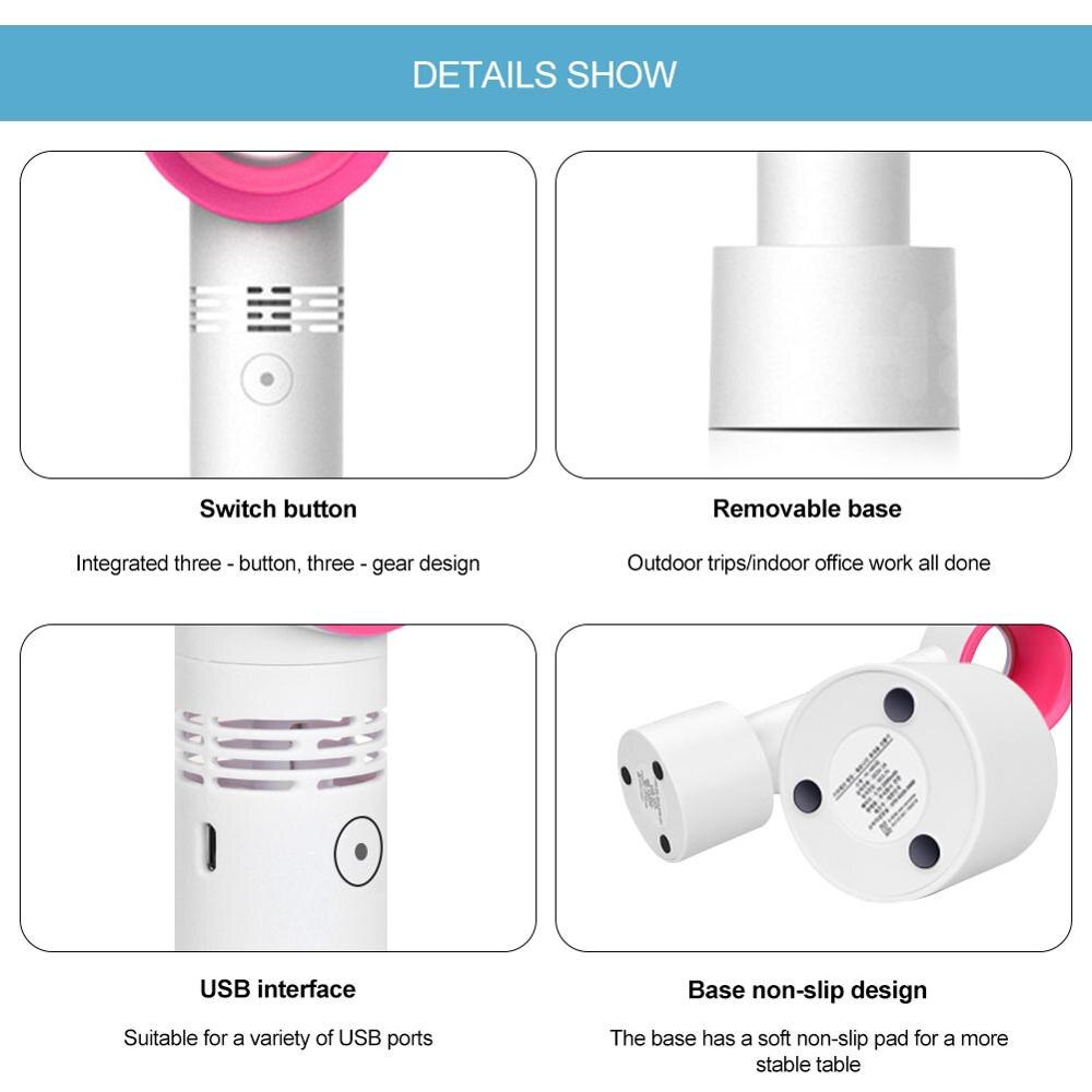 Handheld Portable Bladeless Mini Fan Bladeless Cooler USB Ventilateur Portable Charging Cooling Device Wedding Fans