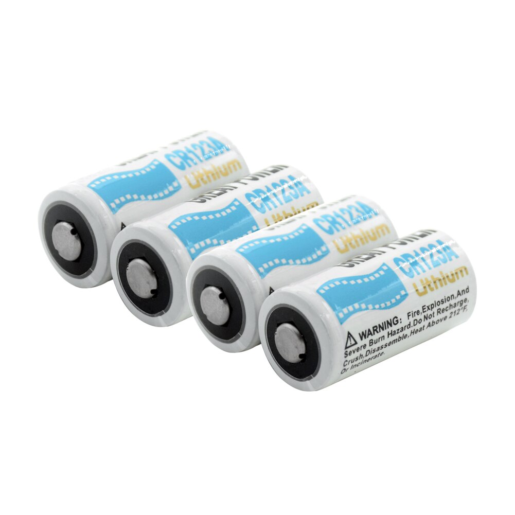 4Pcs 3V 100% Original CR123A Lithium Li-ion Battery 1300mAh K123A, VL123A CR123 CR17345 Batteries For Camera Radio