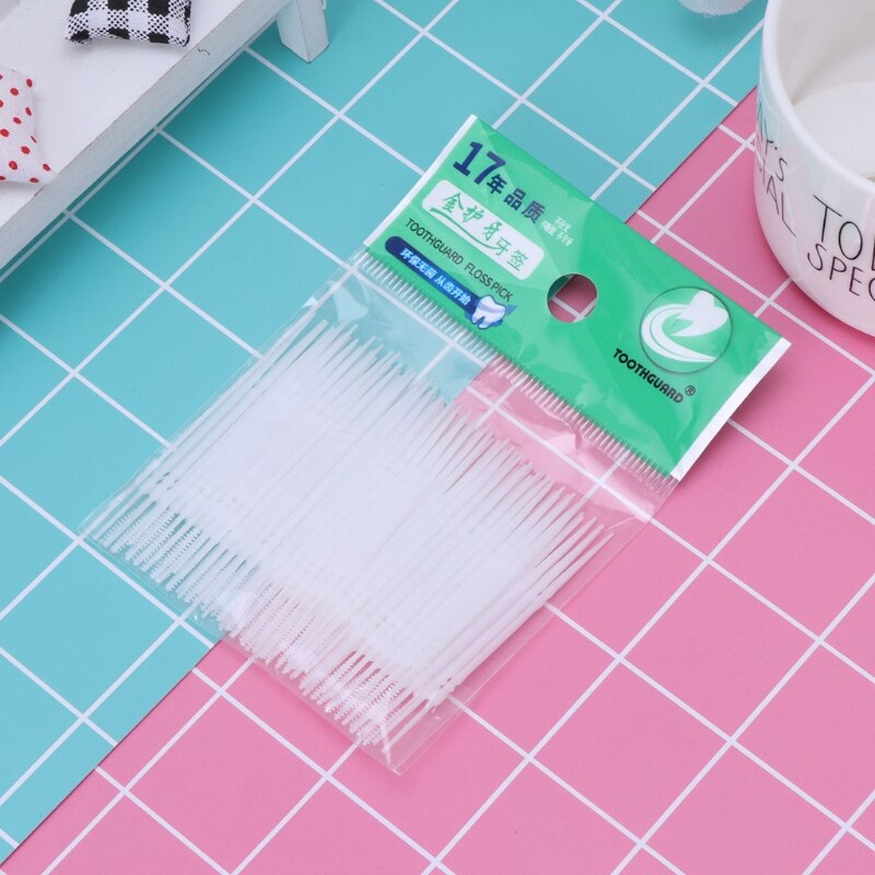 100pcs/box Dental Floss Interdental Toothpick Brush Brush Teeth Stick Dental