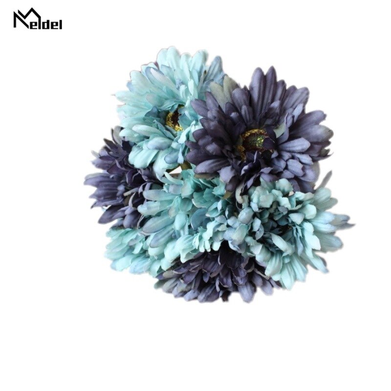 Meldel bruidsboeket gerbera's kunstzijden madeliefjes bruidsmeisjesaccessoires bruidsboeket doe-het-zelf huisdecoraties: Blauw