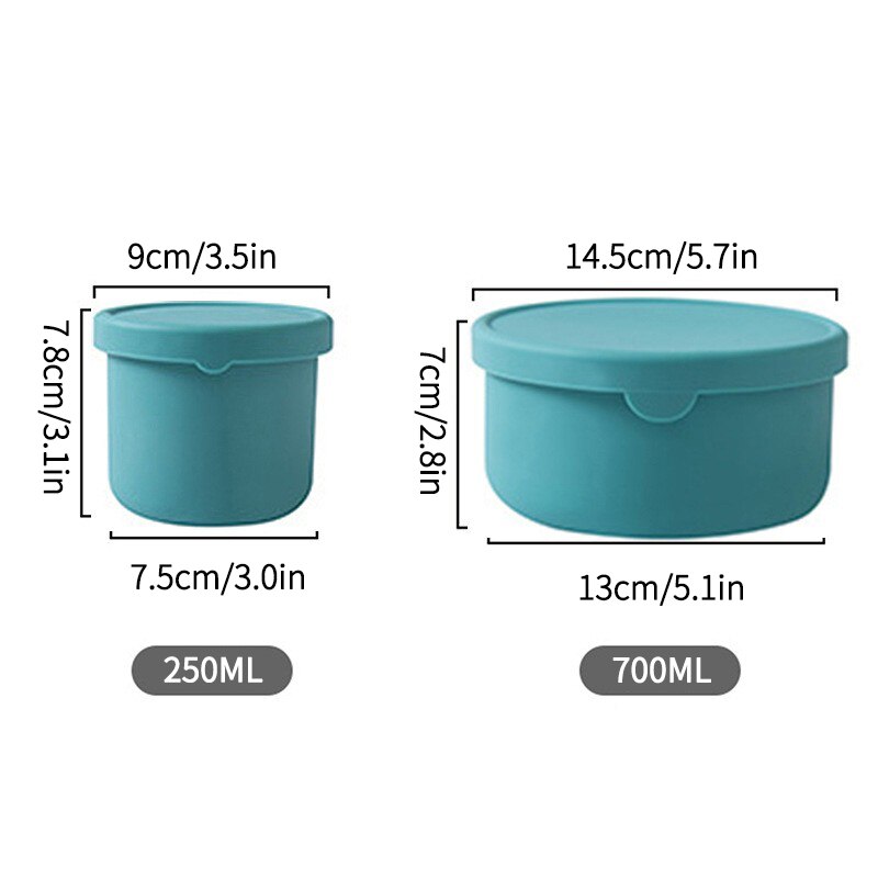 Kids Silicone Lunch Box with Lid Food Fruit Salad Fresh-Keeping Bowl Bento Box Kitchen Storage Containers Leak Proof: Green 250ml 700ml