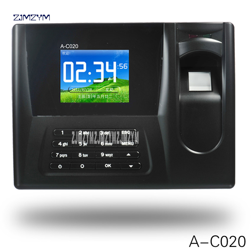 Realand A-C020 biométrico fingerprint time clock recorder comparecimento empregado eletrônico inglês punch reader máquina 12 v tensão