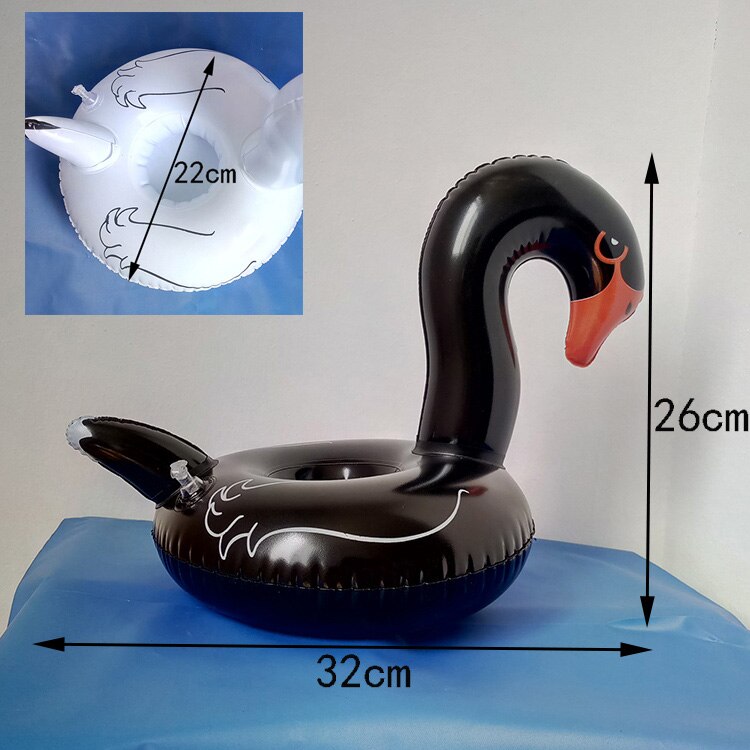 Summer Toy Inflatable Drink Cup Holders Flamingo/Donut Beach Party Supply Swimming Pool Toys Party Kids Swim Beverage Cup Holder: black swan