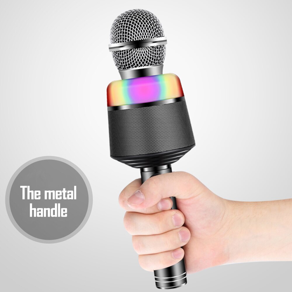Micrófono inalámbrico para Karaoke, altavoz Portátil con Bluetooth, reproductor KTV casero con luces LED de baile, función de grabación