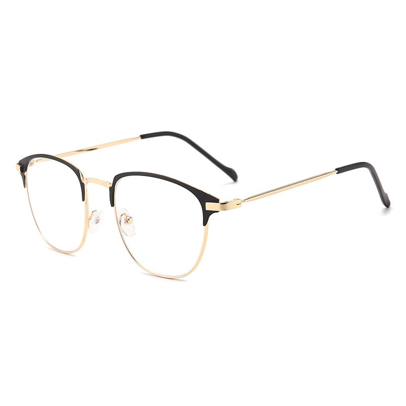 unisex square Plain glasses for men women Metal frame glasses for party eyeglasses Gentle Black eyebrow frame: Gold