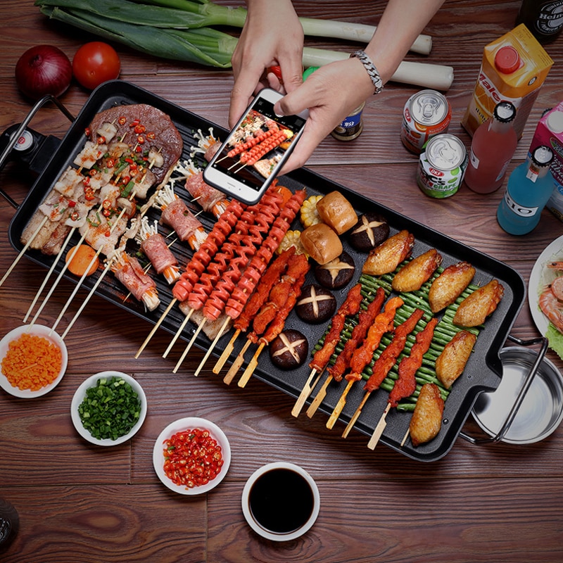 Grillipannu sähköliesi teppanyaki grillattu lihapannu korealainen kotitalouksien sähköuunit savuttomat tarttumaton grillikone